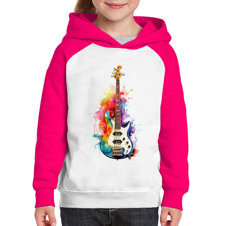 Moletom Infantil Contra Baixo Watercolor - Branco/Rosa