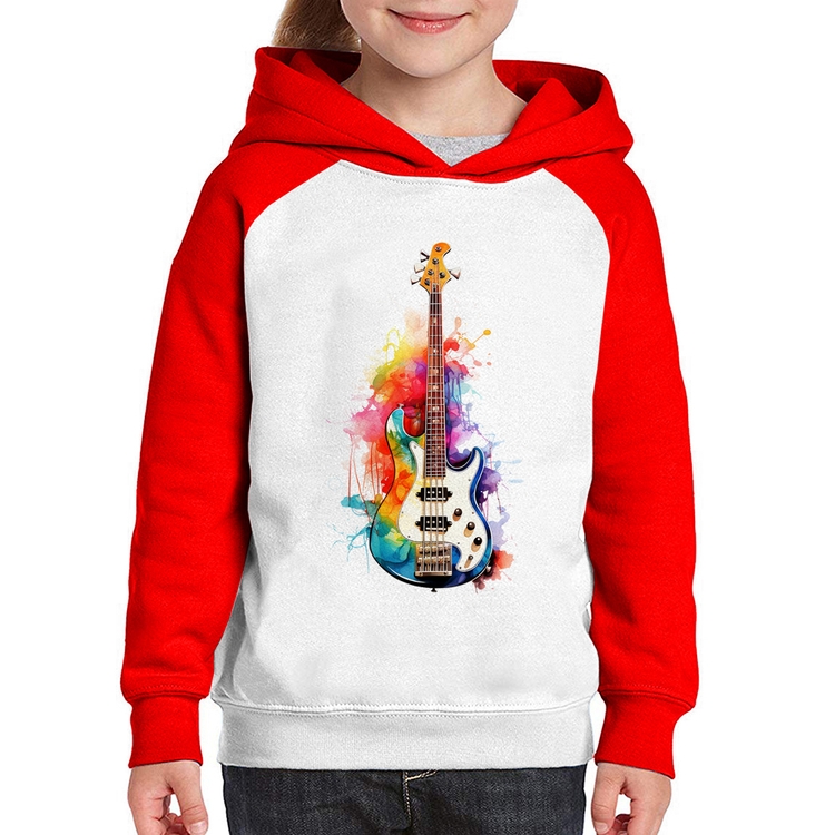 Moletom Infantil Contra Baixo Watercolor - Branco/Vermelho