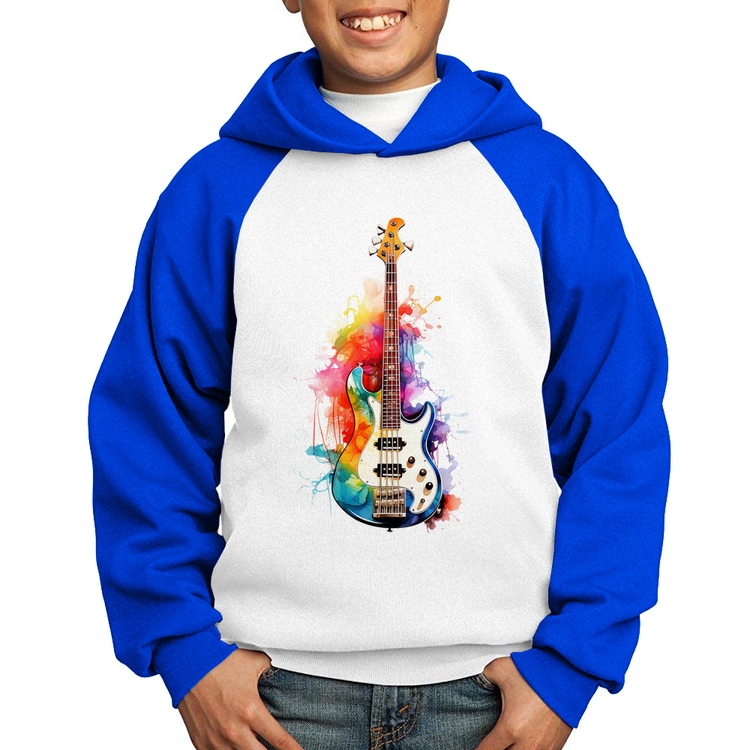 Moletom Infantil Contra Baixo Watercolor - Branco/Azul