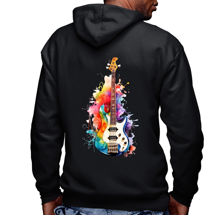 Blusa Moletom Contra Baixo Watercolor Masculina com Capuz e Zíper
