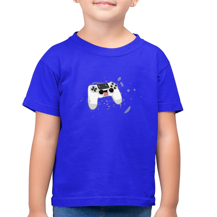 Camiseta Algodão Infantil Controle Carinha - Azul Royal