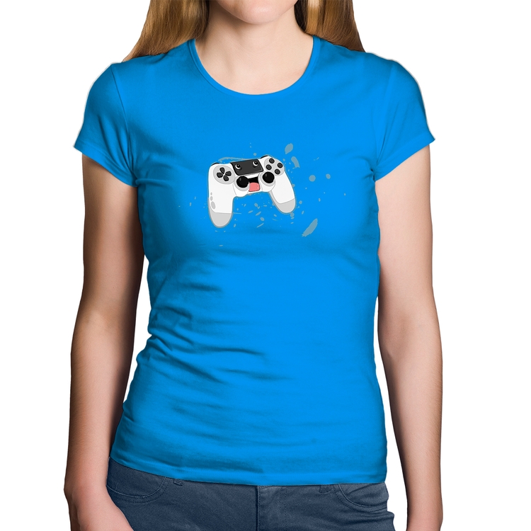 Baby Look Algodão Controle Carinha - Azul