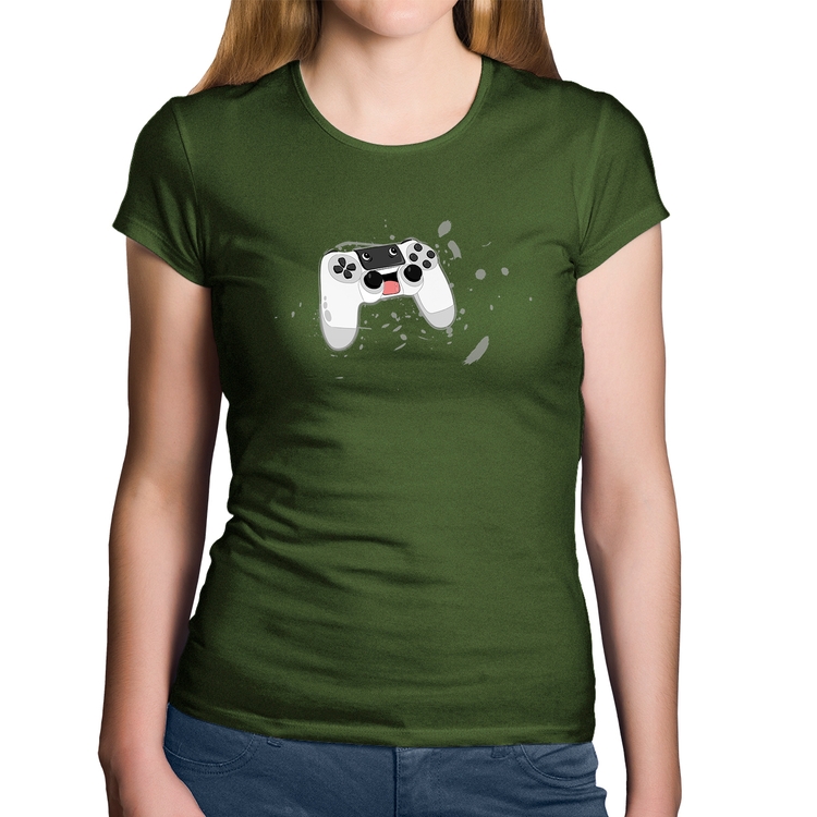 Baby Look Algodão Controle Carinha - Musgo