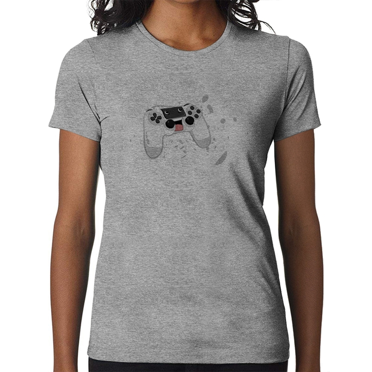 Baby Look Controle Carinha - Cinza