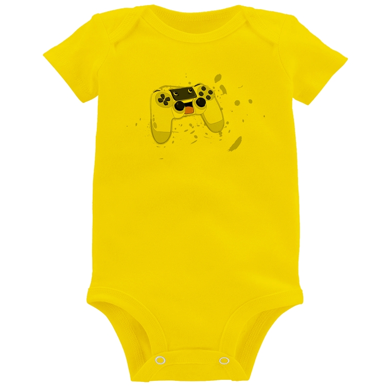 Body Bebê Controle Carinha - Amarelo