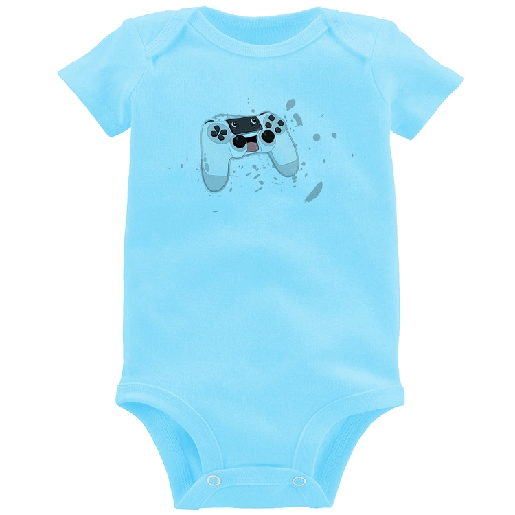 Body Bebê Controle Carinha - Azul Bebê