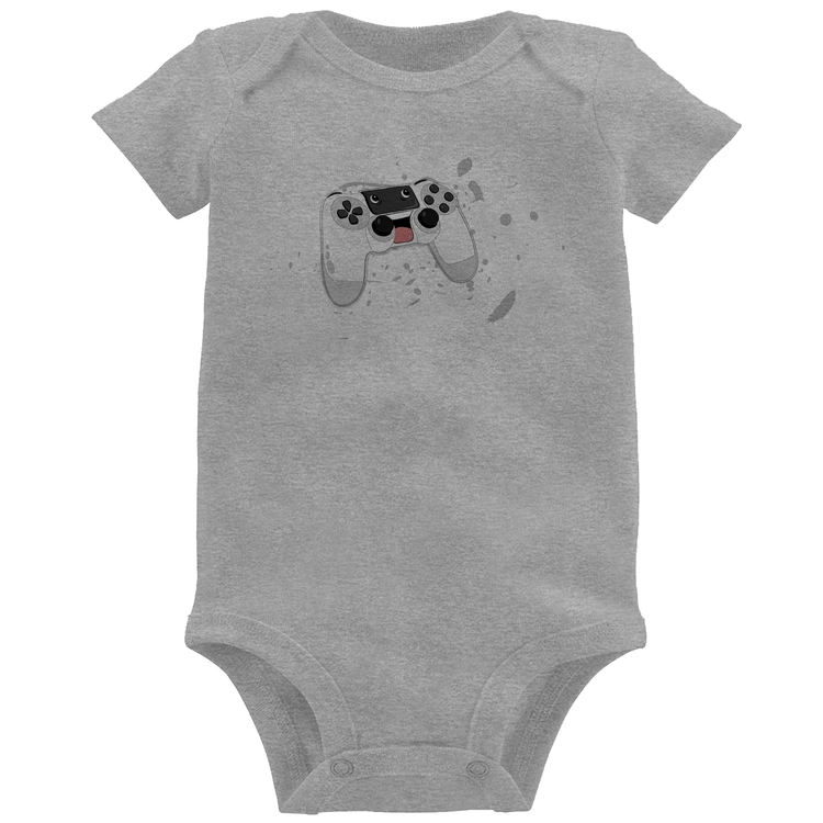 Body Bebê Controle Carinha - Cinza