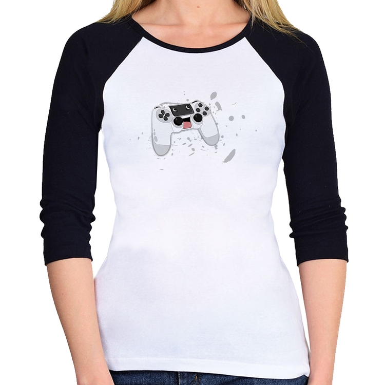 Baby Look Raglan Controle Carinha Manga 3/4