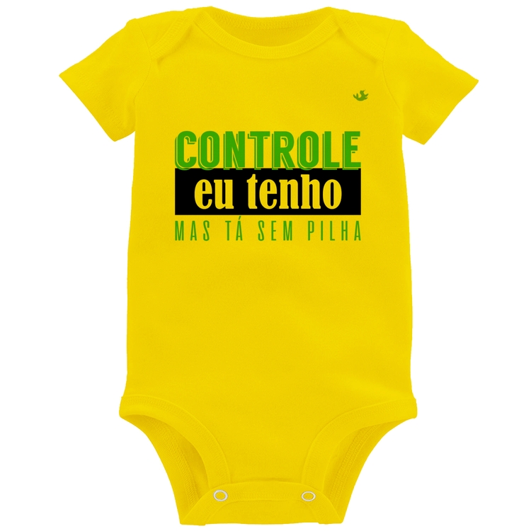 Body Bebê Controle eu tenho, mas tá sem pilha - Amarelo