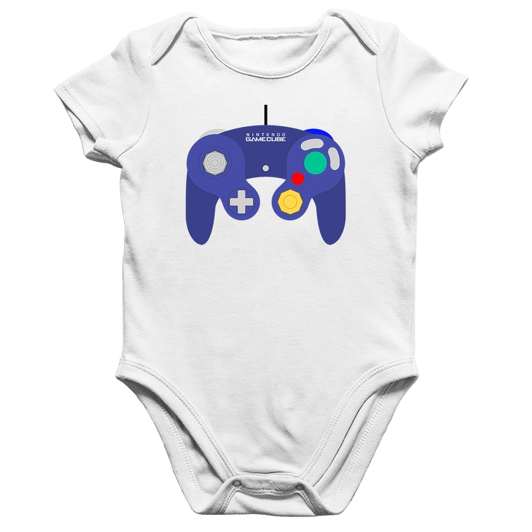Body Bebê Algodão Controle Retrô Vídeo Game Gamepad - Branco