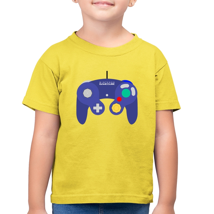 Camiseta Algodão Infantil Controle Retrô Vídeo Game Gamepad - Amarelo Canário