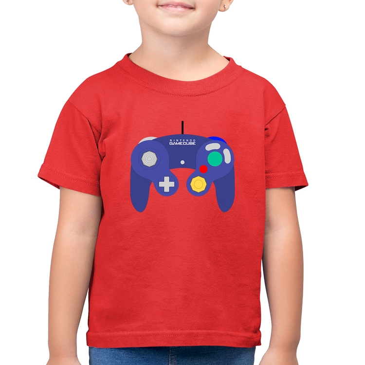 Camiseta Algodão Infantil Controle Retrô Vídeo Game Gamepad - Vermelha