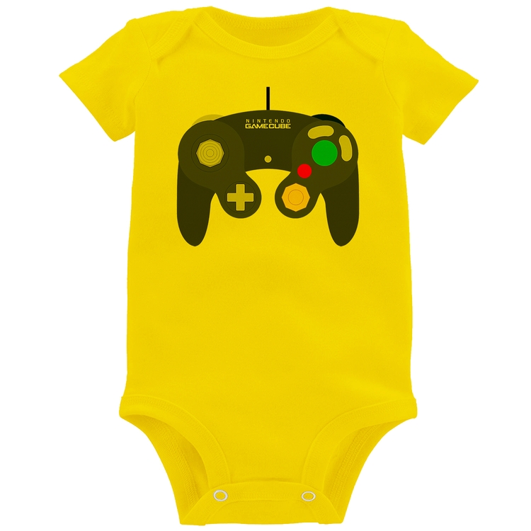 Body Bebê Controle Retrô Vídeo Game Gamepad - Amarelo