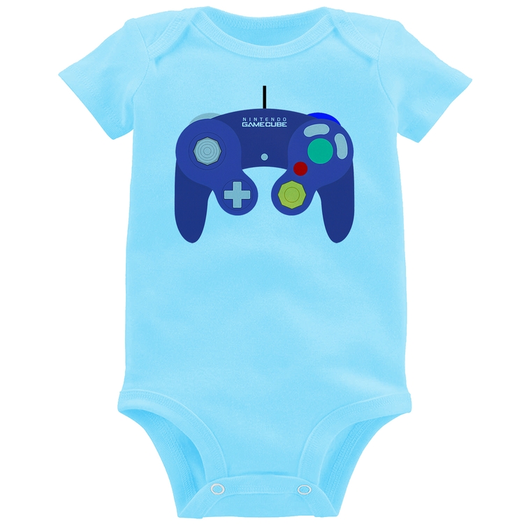 Body Bebê Controle Retrô Vídeo Game Gamepad - Azul Bebê