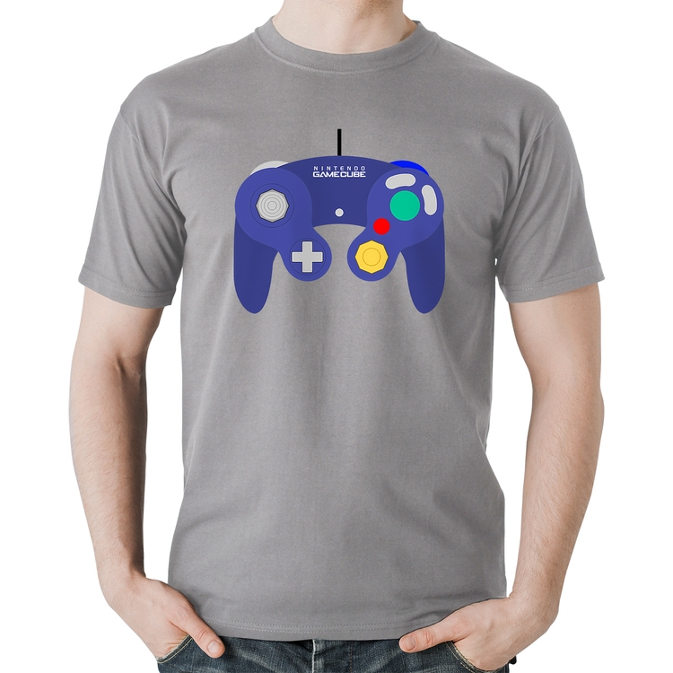 Camiseta Algodão Controle Retrô Vídeo Game Gamepad - Cinza