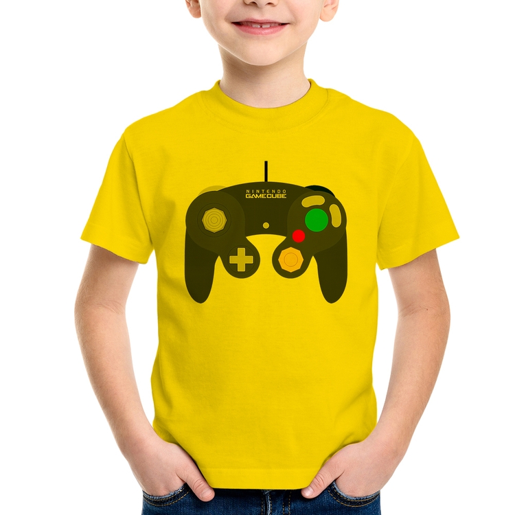 Camiseta Infantil Controle Retrô Vídeo Game Gamepad - Amarela