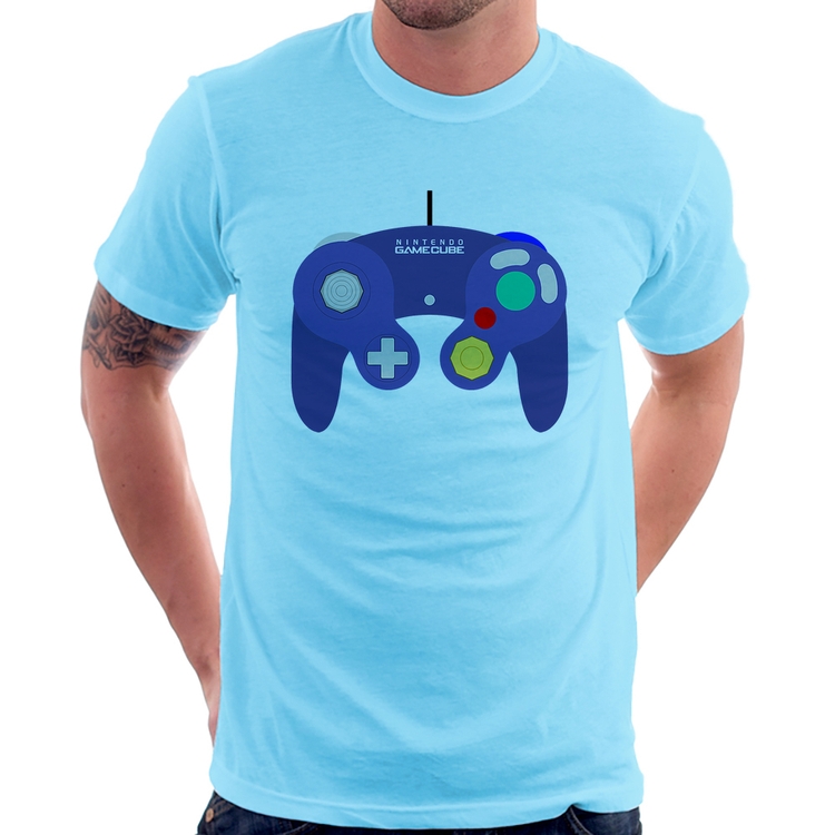 Camiseta Controle Retrô Vídeo Game Gamepad - Azul Bebê