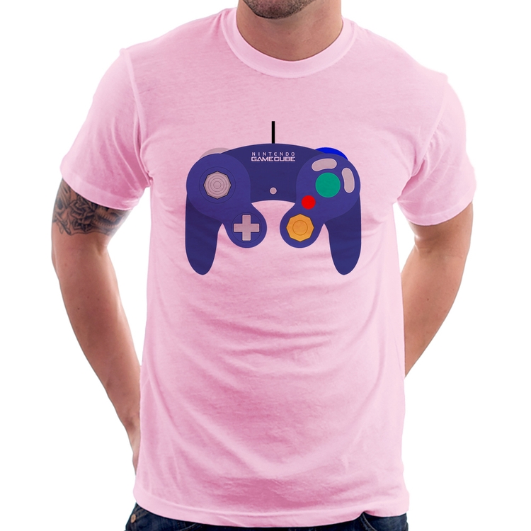 Camiseta Controle Retrô Vídeo Game Gamepad - Rosa Bebê