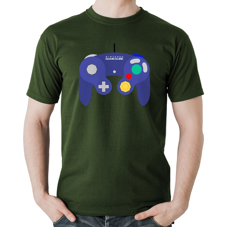 Camiseta Algodão Controle Retrô Vídeo Game Gamepad - Musgo
