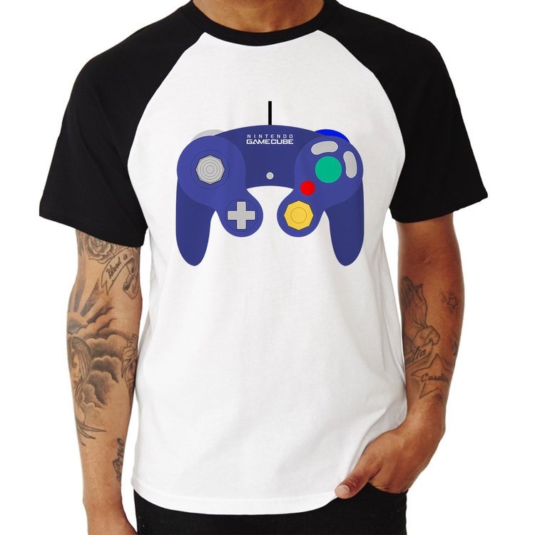 Camiseta Raglan Controle Retrô Vídeo Game Gamepad