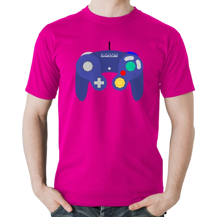 Camiseta Algodão Controle Retrô Vídeo Game Gamepad - Rosa