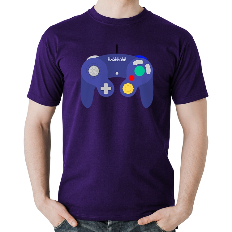 Camiseta Algodão Controle Retrô Vídeo Game Gamepad - Roxa