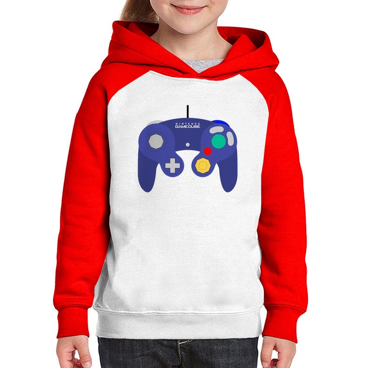 Moletom Infantil Controle Retrô Vídeo Game Gamepad - Branco/Vermelho