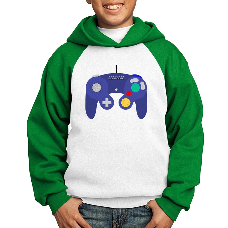Moletom Infantil Controle Retrô Vídeo Game Gamepad - Branco/Verde