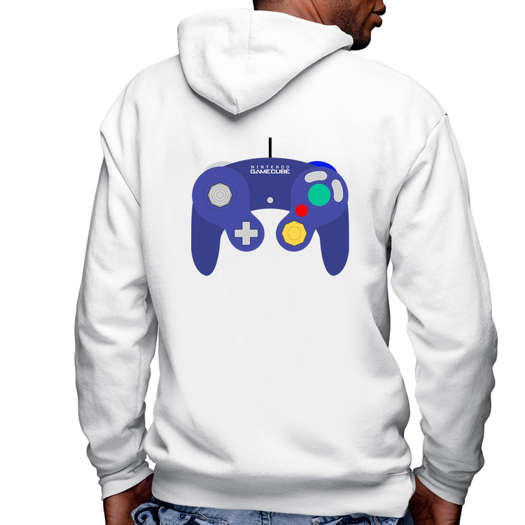 Blusa Moletom Controle Retrô Vídeo Game Gamepad Masculina com Capuz e Zíper - Branca