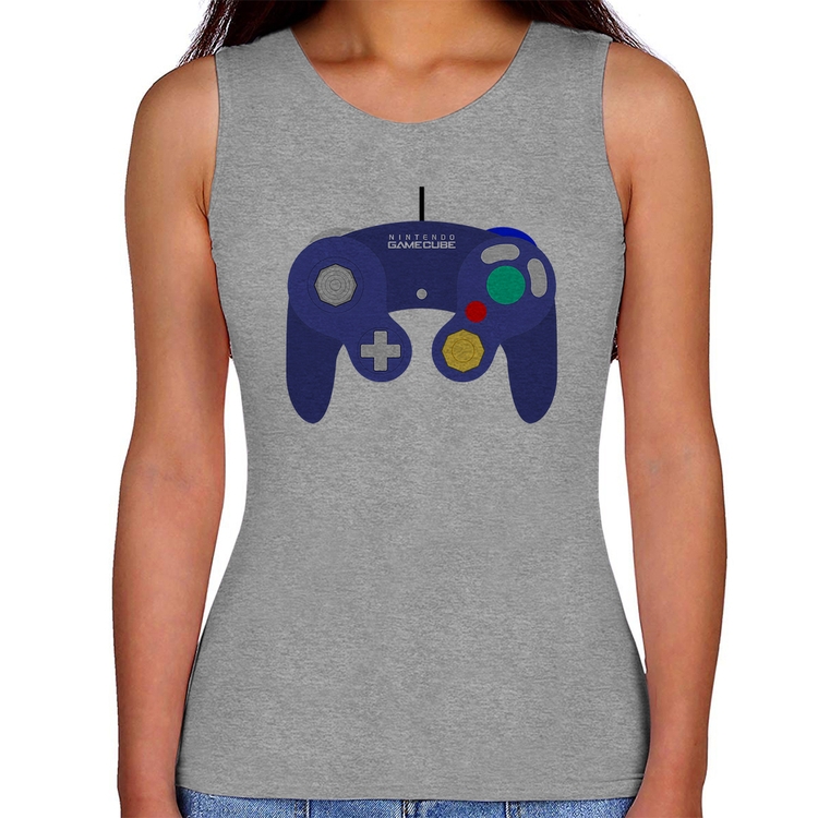 Regata Feminina Controle Retrô Vídeo Game Gamepad - Cinza