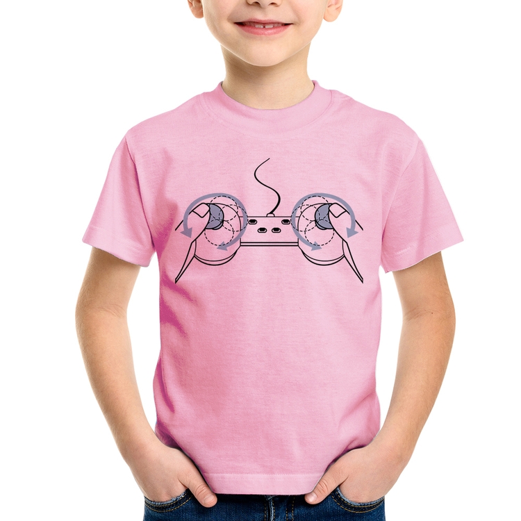Camiseta Infantil Controle Seios - Rosa Bebê