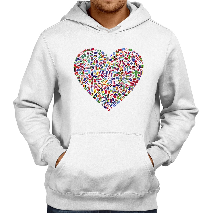 Moletom Coração Bandeiras - Branco