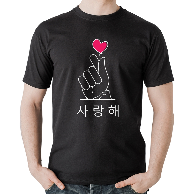 Camiseta Algodão Coração coreano (te amo)