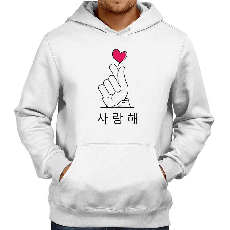 Moletom Coração coreano (te amo) - Branco