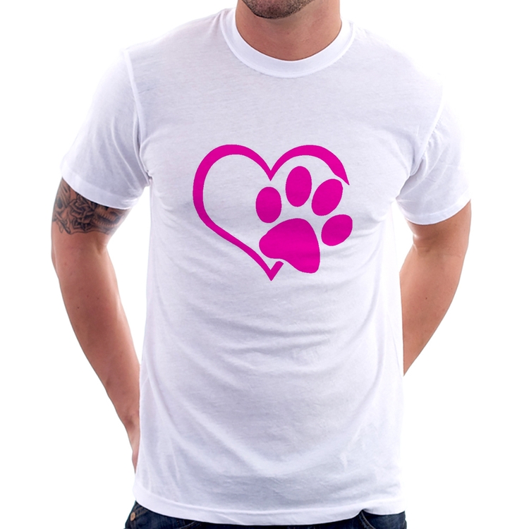 Camiseta Coração Patinha Rosa