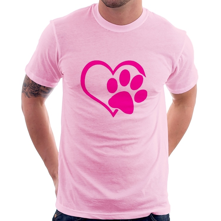 Camiseta Coração Patinha Rosa - Rosa Bebê