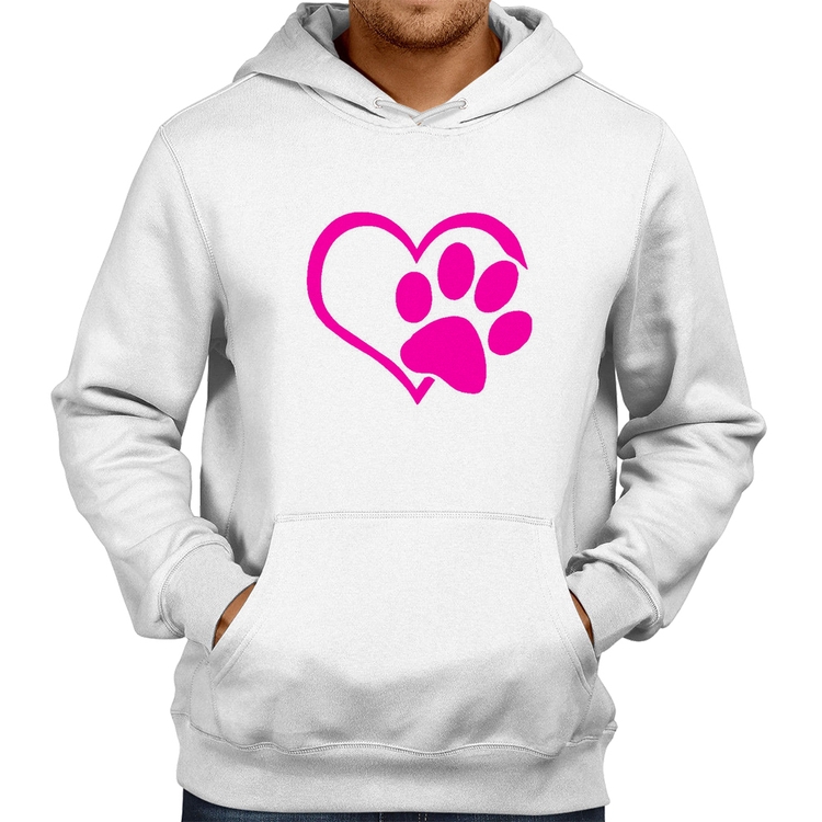 Moletom Coração Patinha Rosa - Branco