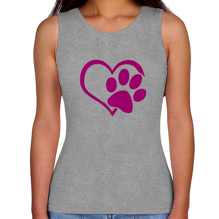 Regata Feminina Coração Patinha Rosa - Cinza