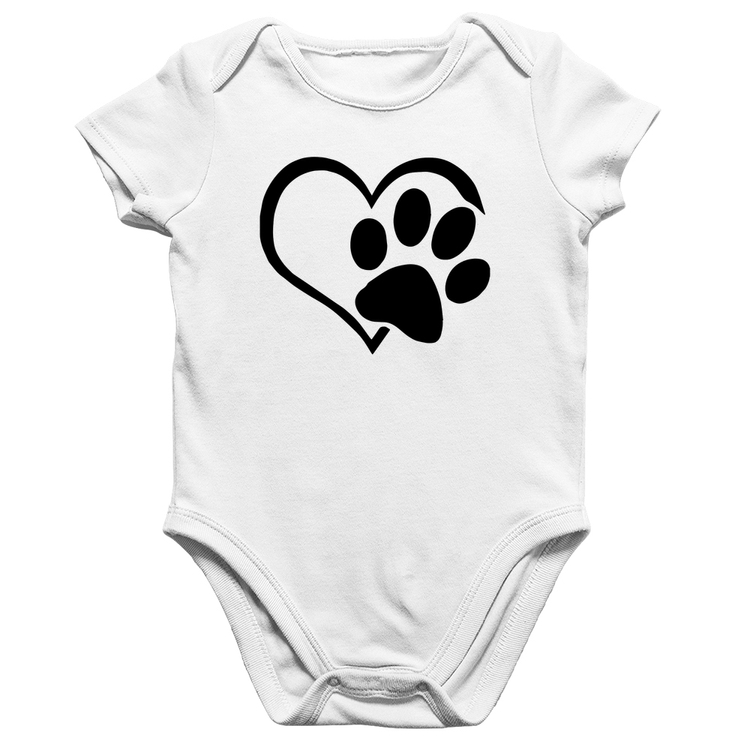 Body Bebê Algodão Coração Patinha - Branco