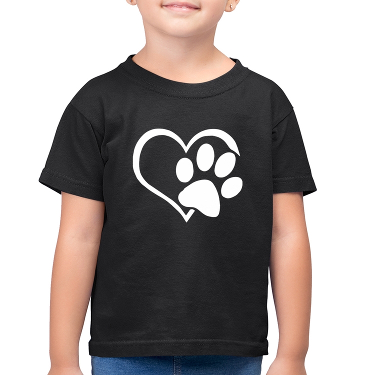 Camiseta Algodão Infantil Coração Patinha