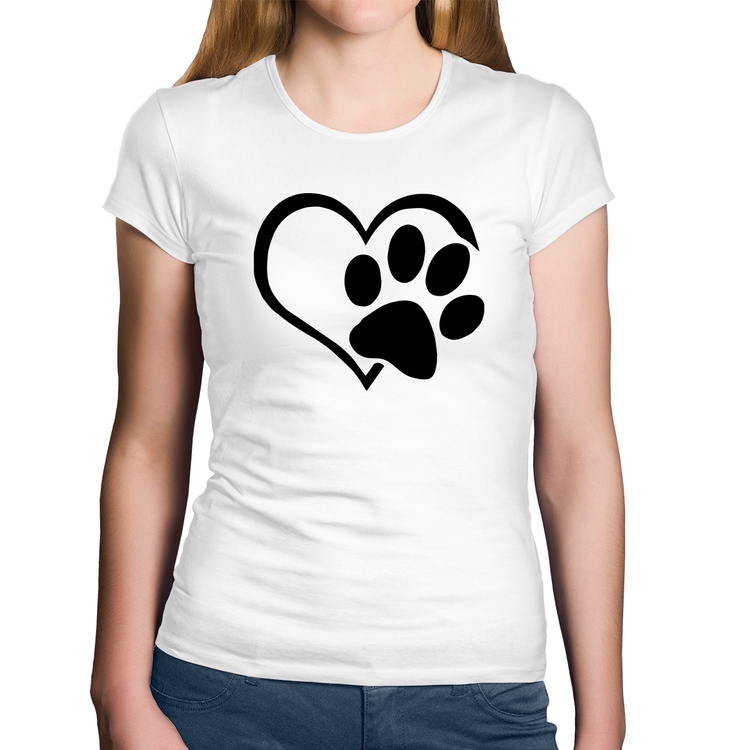 Baby Look Algodão Coração Patinha - Branca