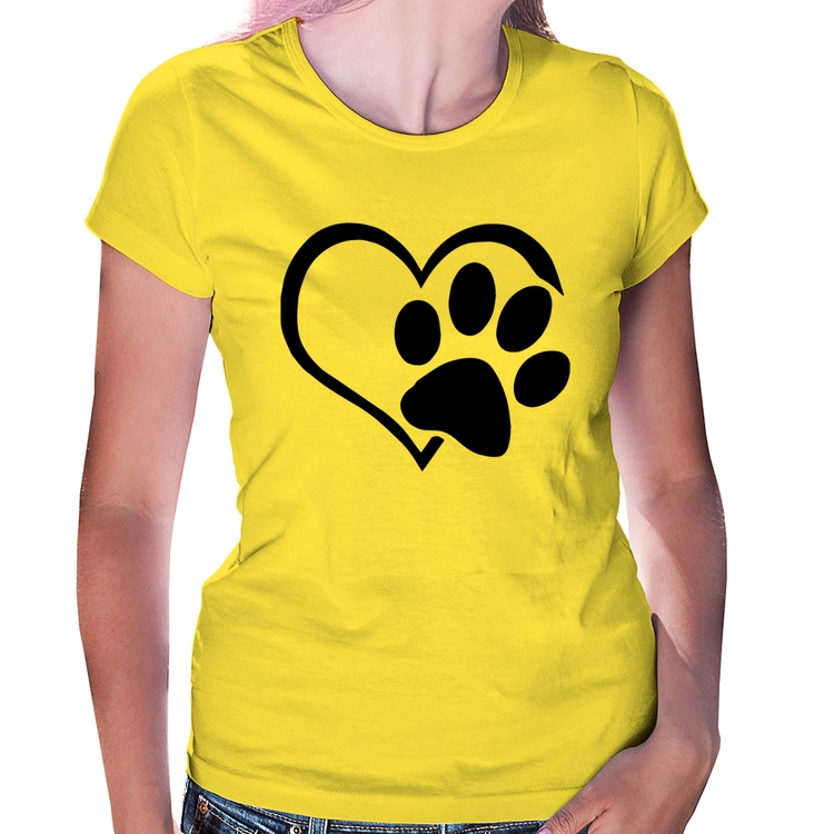 Baby Look Coração Patinha - Amarela