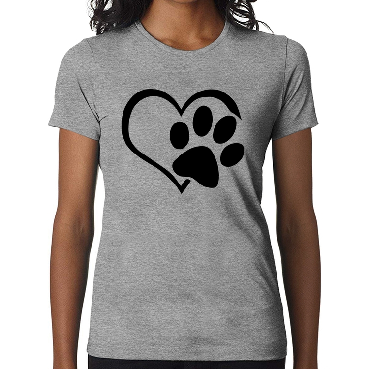 Baby Look Coração Patinha - Cinza