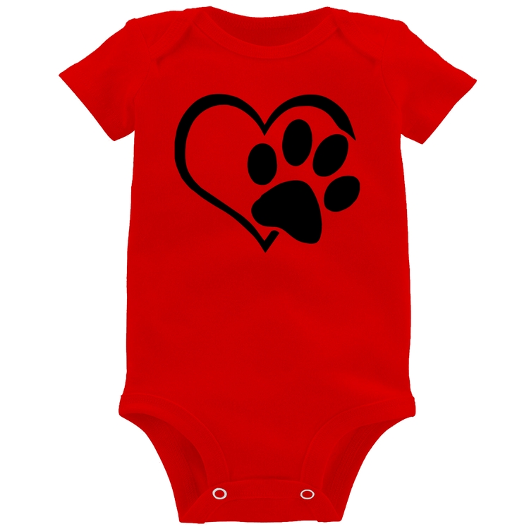 Body Bebê Coração Patinha - Vermelho