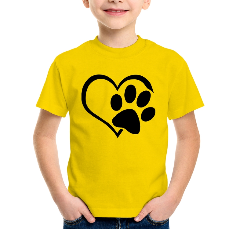 Camiseta Infantil Coração Patinha - Amarela