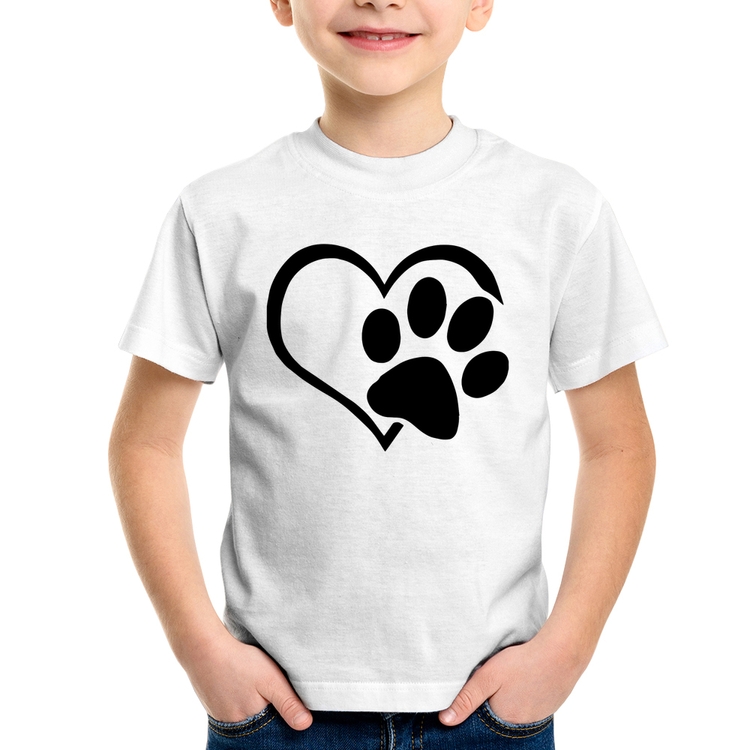Camiseta Infantil Coração Patinha