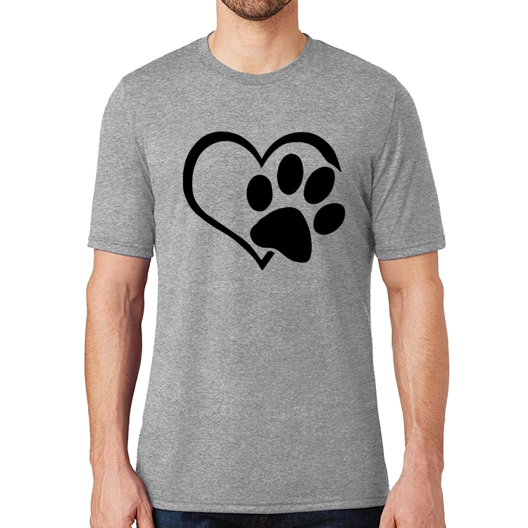 Camiseta Coração Patinha - Cinza