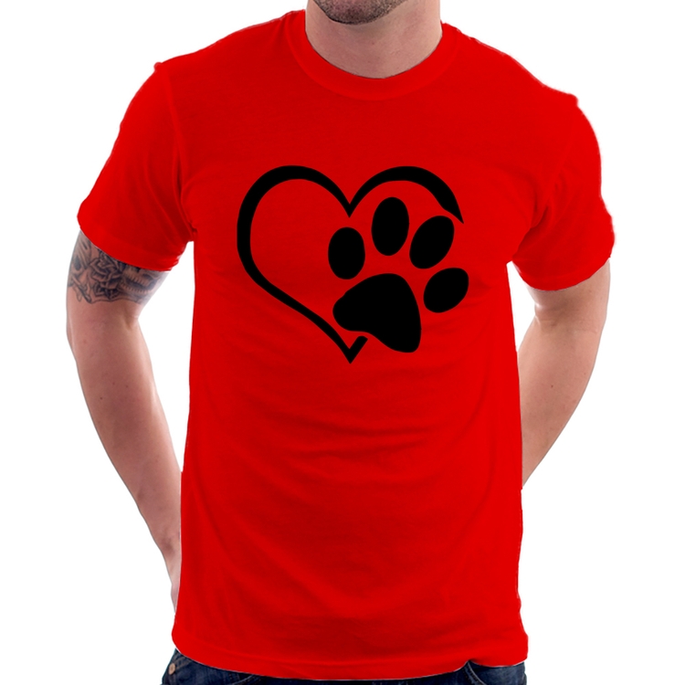Camiseta Coração Patinha - Vermelha