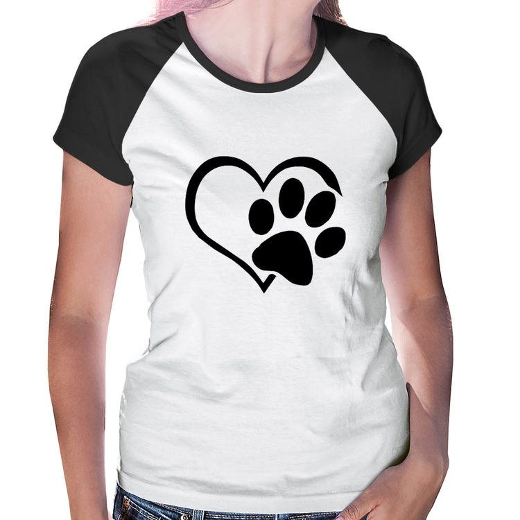 Baby Look Raglan Coração Patinha