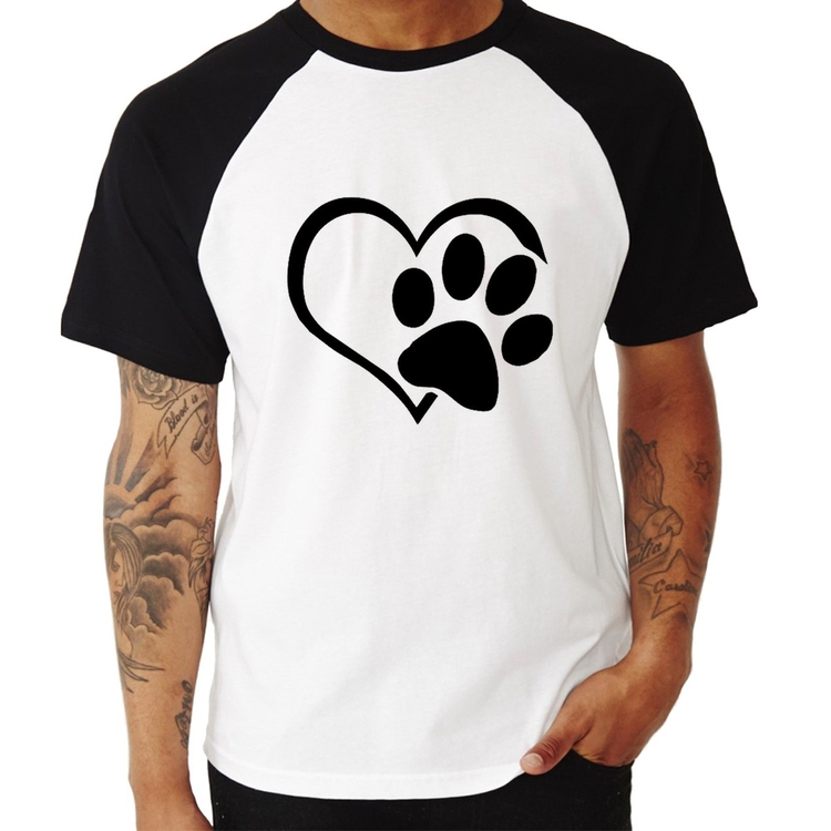 Camiseta Raglan Coração Patinha